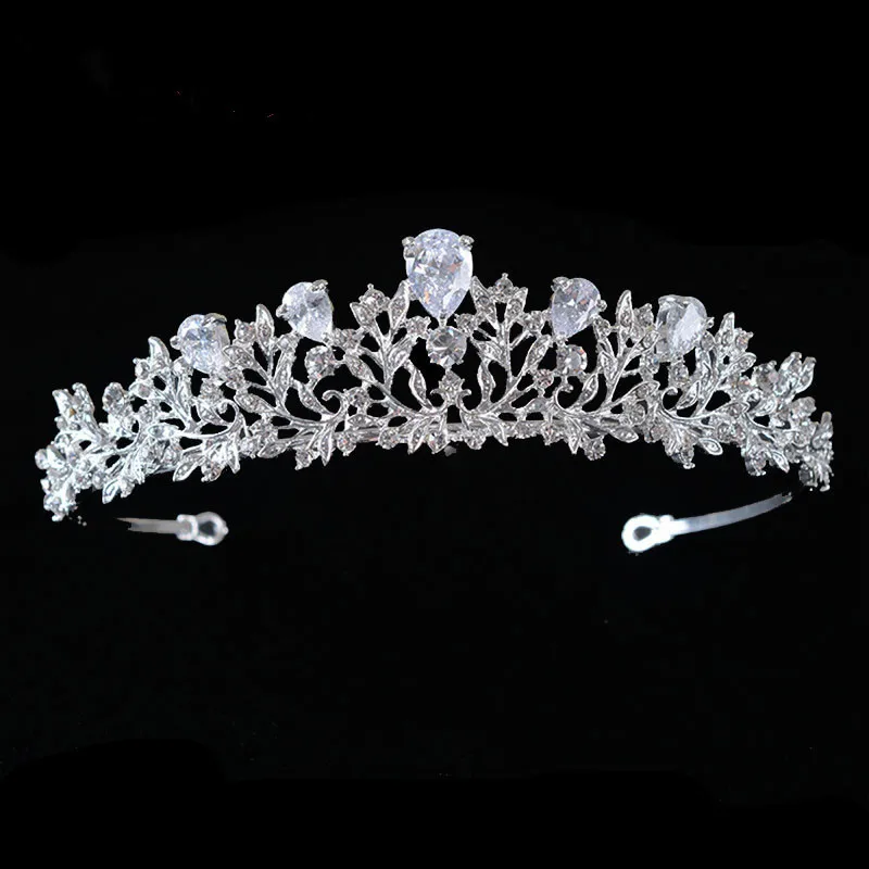 Сверкающая свадебная тиара с большим кубическим цирконием Классическая диадема