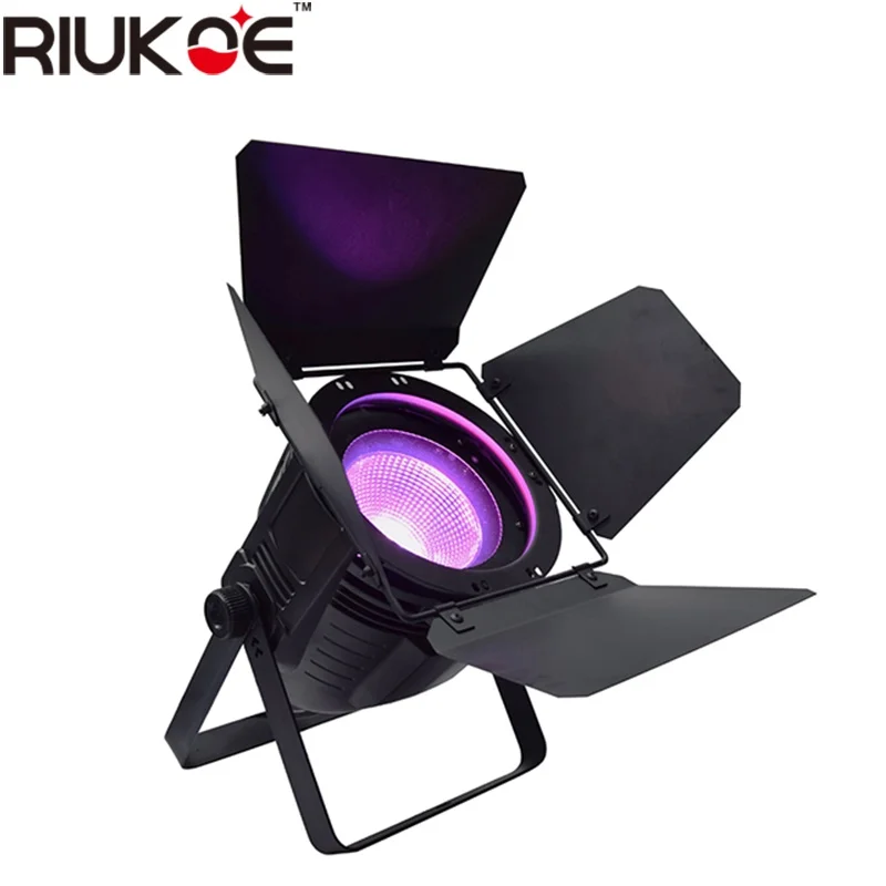 RIUKOE теплый белый 100 Вт/200 Вт cob led par can dmx светильник с дверью амбара для дискотеки