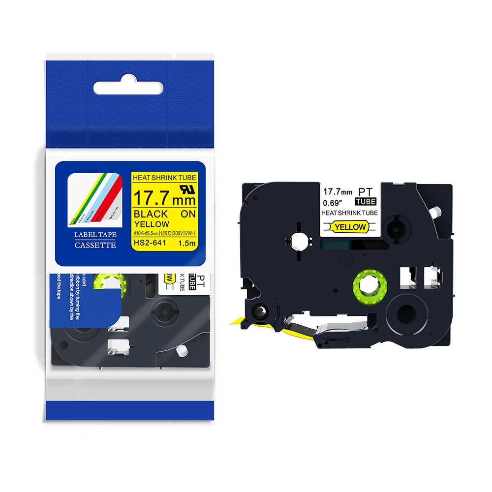 MIX PUTY 5 шт/партия, разные модели HSE-611, HSE-621, HSE-631, HSE-641, HSE-651 черный на желтом цвете P-TOUCH PT-H300 терм усадочная ленты