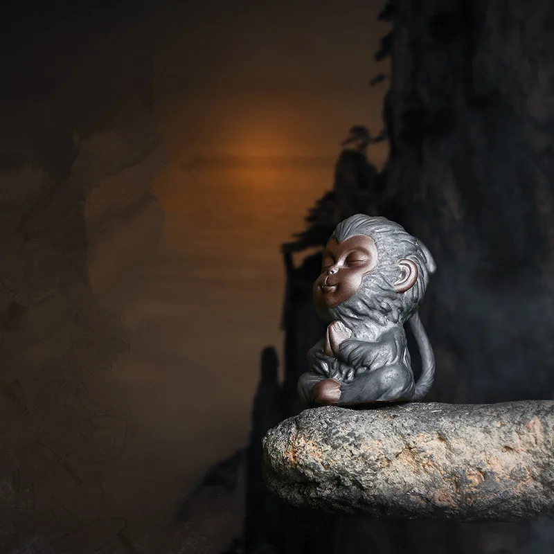 Креативные керамические фигурки Zisha little monkey Zen маленькая обезьянка фарфоровое