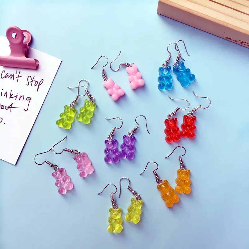 

Creative Funny Cute Cartoon Bear Dangle Earring Macarons Lovely Animals Resin Earring Women Girls Jewelry Best Hook Earring
