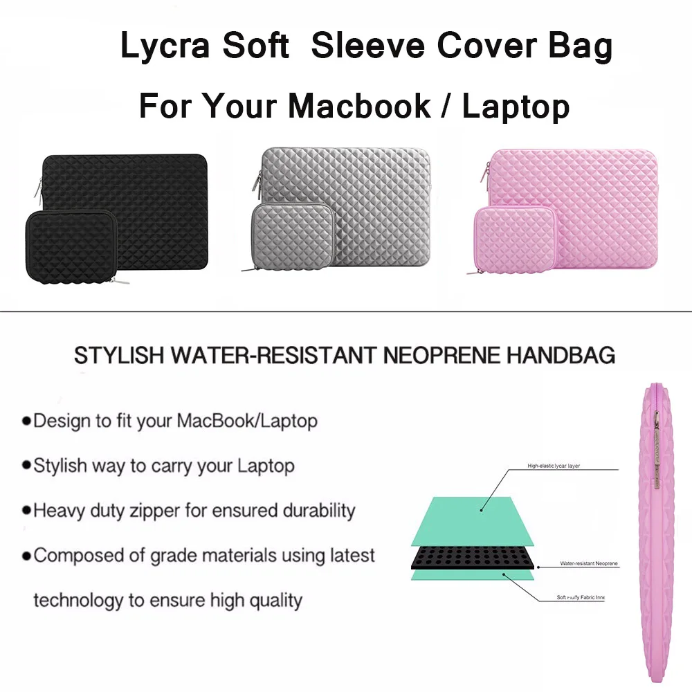 Mosiso Алмазная водонепроницаемая сумка для ноутбука из лайкры для Macbook Pro/Air 13 чехол для нетбука Dell acer Asus hp аксессуары