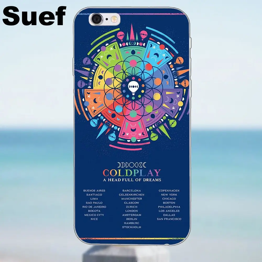 Suef Мягкий мобильный чехол для iPhone X 4 4S 5 5S 5C SE 6 6S 7 8 Plus Samsung Galaxy J1 J3 J5 J7 A3 A5 2016 2017 Coldplay