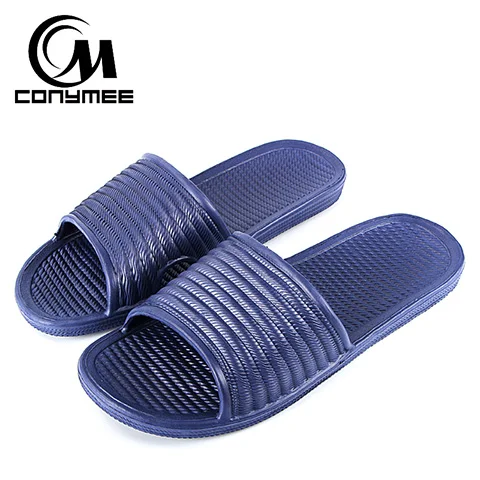 QYS-PHT Navy Blue Летние сандалии на плоской подошве; коллекция года; Мужская и женская повседневная обувь; пляжные вьетнамки; домашние тапочки; нескользящие женские Тапочки для ванной Наружные сандалии большого размера Женские ЕВА - Цвет: QYS-PHT Navy Blue