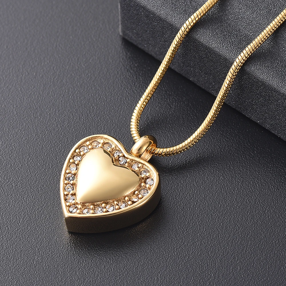 

Crystal Heart Cremation Urn Jewelry Stainless Steel Keepsake Pendant Engravable Hold Ashes Cremation Necklace for Women