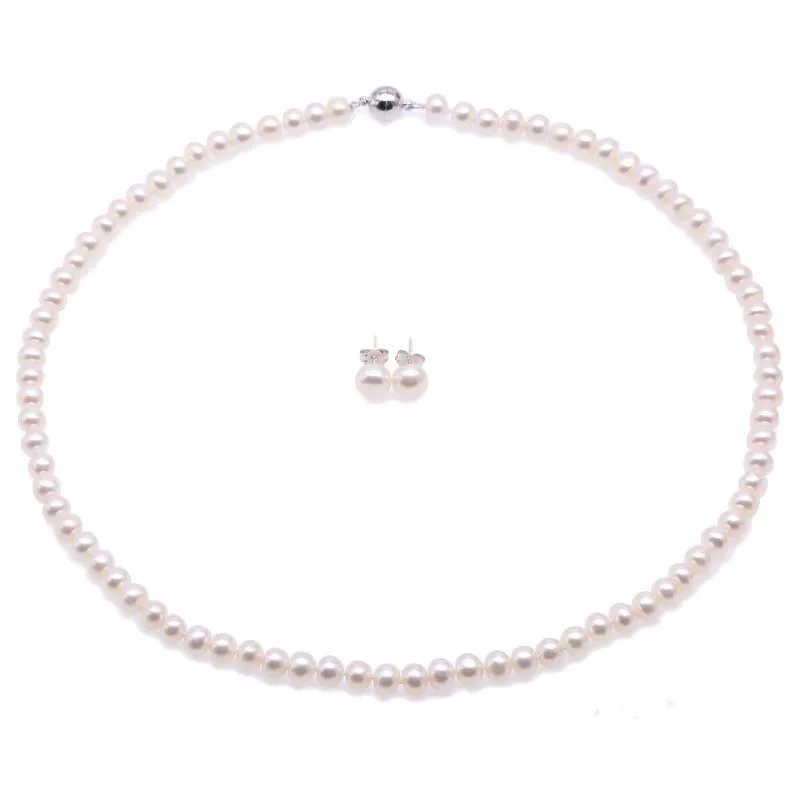 Комплект из колье и серёг с искусственным жемчугом 6 7 мм|earrings set|pearl earring necklace setearring