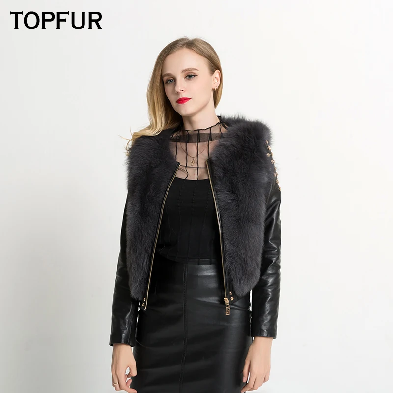 TOPFUR Новое Поступление Женское пальто из лисьего меха модная зимняя короткая
