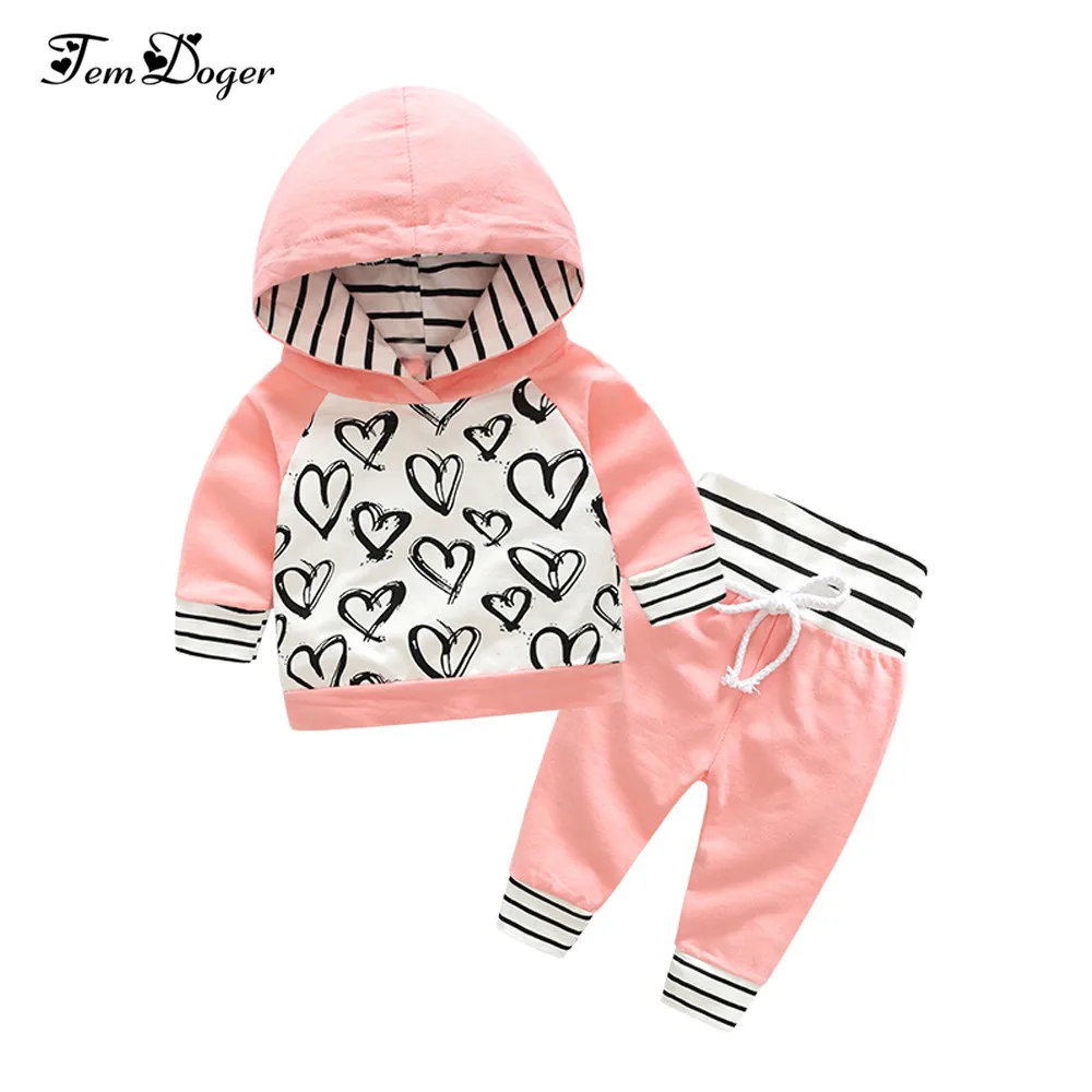 top and Baby Clothing Sets Spring Autumn Newborn Infant Girl Clothes Long Sleeve 2PCS Casual Hooded Boy | Детская одежда и обувь