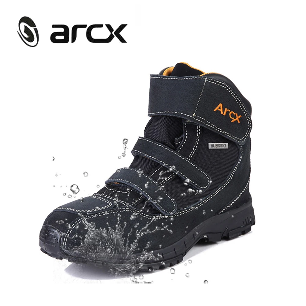 ARCX мотоциклетные ботинки для верховой езды из натуральной коровьей замши; Водонепроницаемая Уличная обувь для мотокросса; прогулочная гоночная обувь