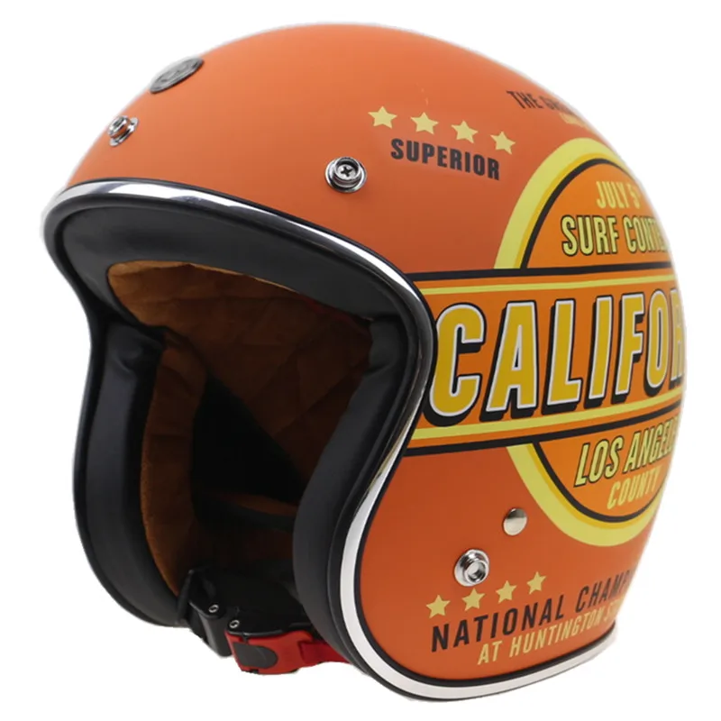 Шлем мотоциклетный в стиле ретро с ремешками для очков и козырьком|motorcycle helmet