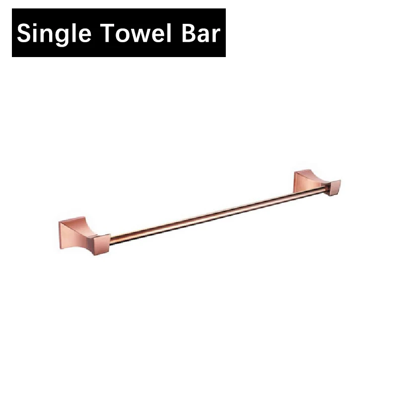 Single Towel Bar Аксессуары для ванной комнаты, твердая латунь, розовое золото, блестящий настенный держатель для бумаги, полки, вешалка для полотенец, крючок для пальто, мыльница AZ5151 - Цвет: Single Towel Bar