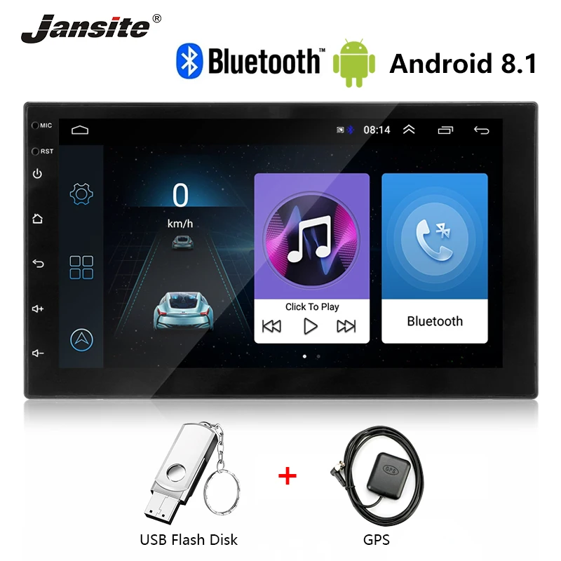 Jansite 7 дюймовый универсальный двойной din автомобильный радиоприемник Android стерео