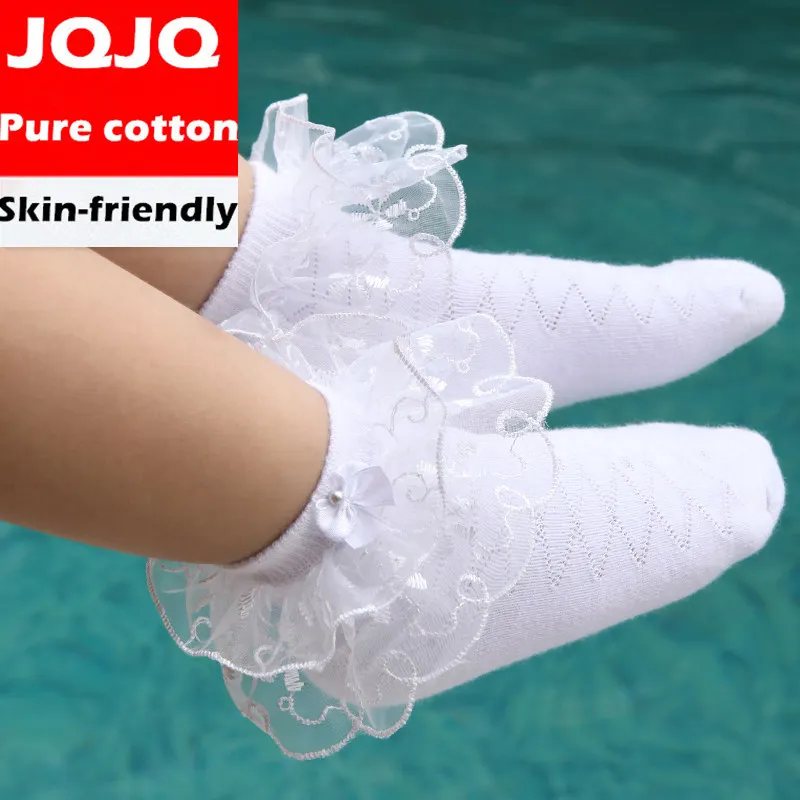 2 пары Высокое качество хлопка милые красивые кружева маленькие принцессы носки