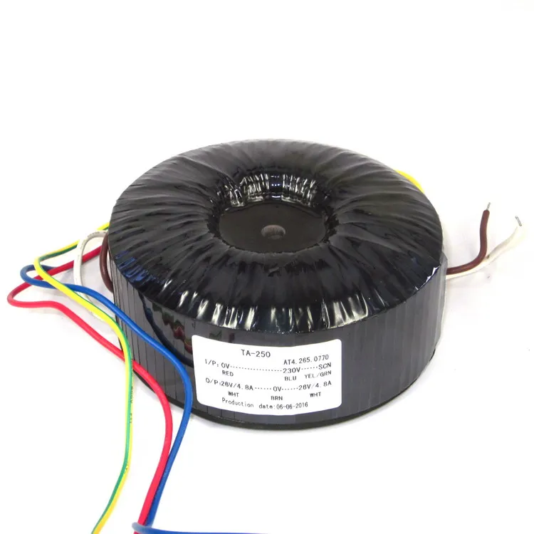 Тороидальный трансформатор медный пользовательский 230VAC 250VA выход 26VAC 0 4.8A для