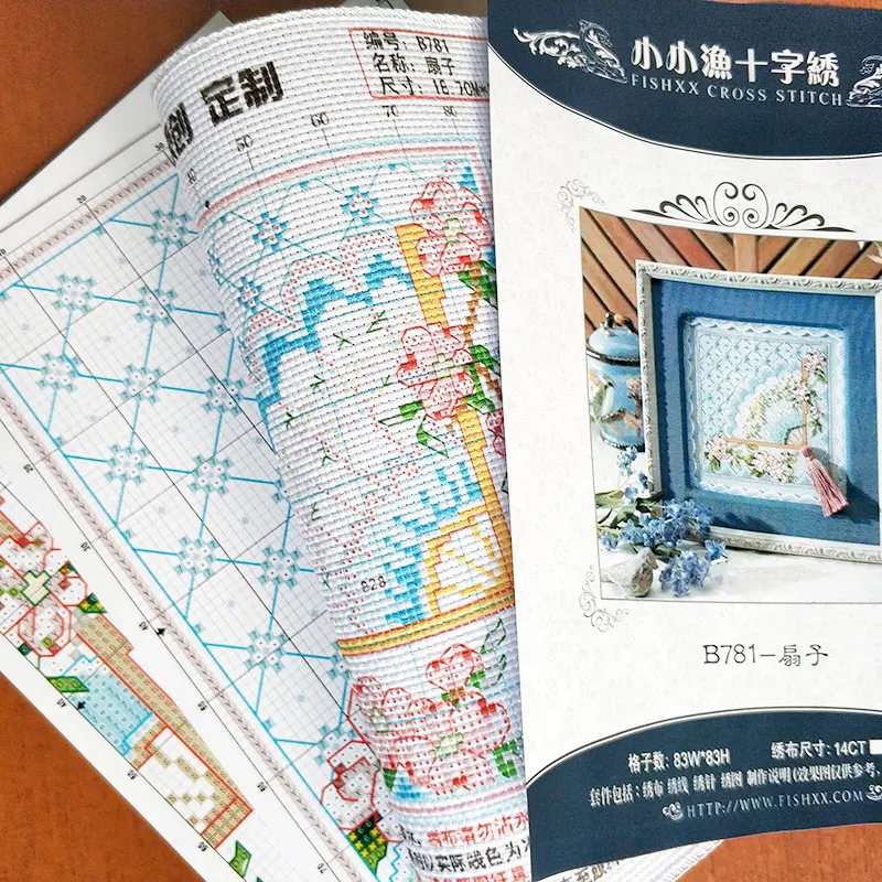 Fishxx Вышивка крестом b781flower [Fan] хлопковая нить и ткань Водорастворимая печать 100%