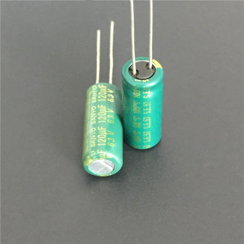 100pcs 120uF 63V Sanyo AX series 8x20mm 63V120uF Low Impedance Long Life Electrolytic Capacitor | Электронные компоненты и