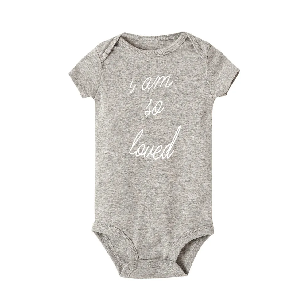 R798-SRPGY- I Am So Loved Funny Cute Babe Onesie Newborn Baby Bodysuit Infant Short Sleeve Creeper Baby Boy Girl Clothes Body Suit - Цвет: R798-SRPGY-