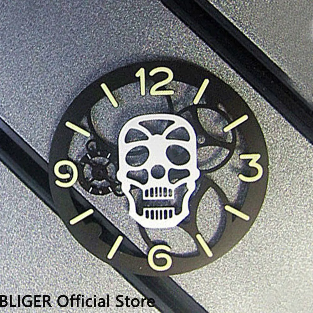 Bliger 38.9 мм повседневная высокого качества белый череп световой Маркс черный