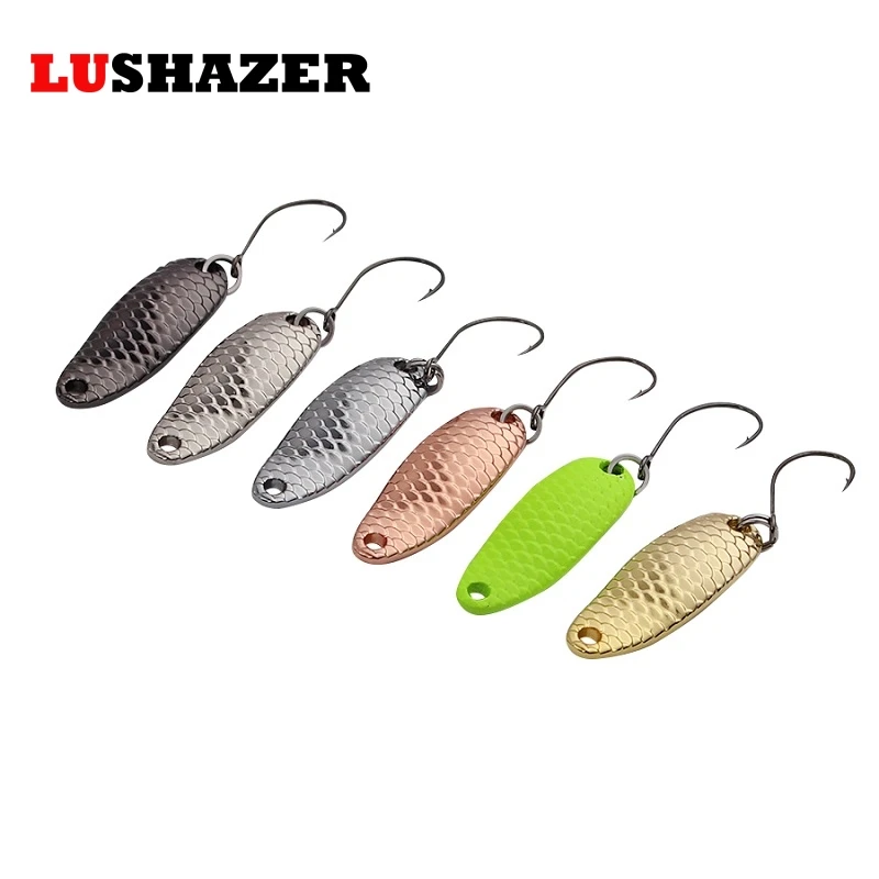 6 шт./лот LUSHAZER, ложка, приманка для рыбалки, 1,5 г, 2 г, 2,5 г, 3 г, 3,5 г, 5 г, металлическая приманка, искусственные приманки, крючки, Джиги для кальмара, карпе для рыбалки