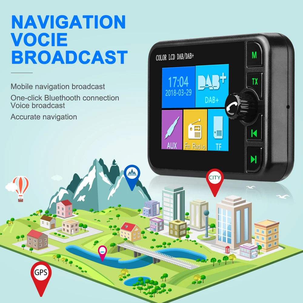 DAB радио приемник fm-передатчик Bluetooth Handsfree музыкальный плеер цифровой вещательный приемник авто аудио TF слот для карты Автомобильный плеер