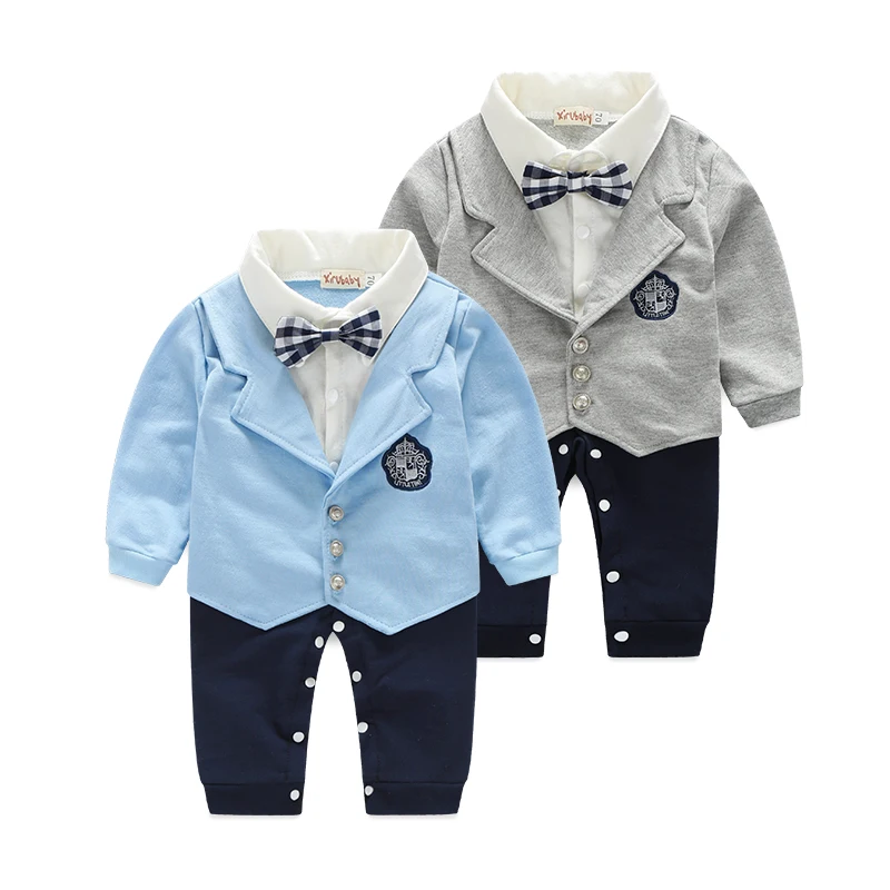 Gentleman baby clothes cotton costume long sleeve romper for wedding and party |
