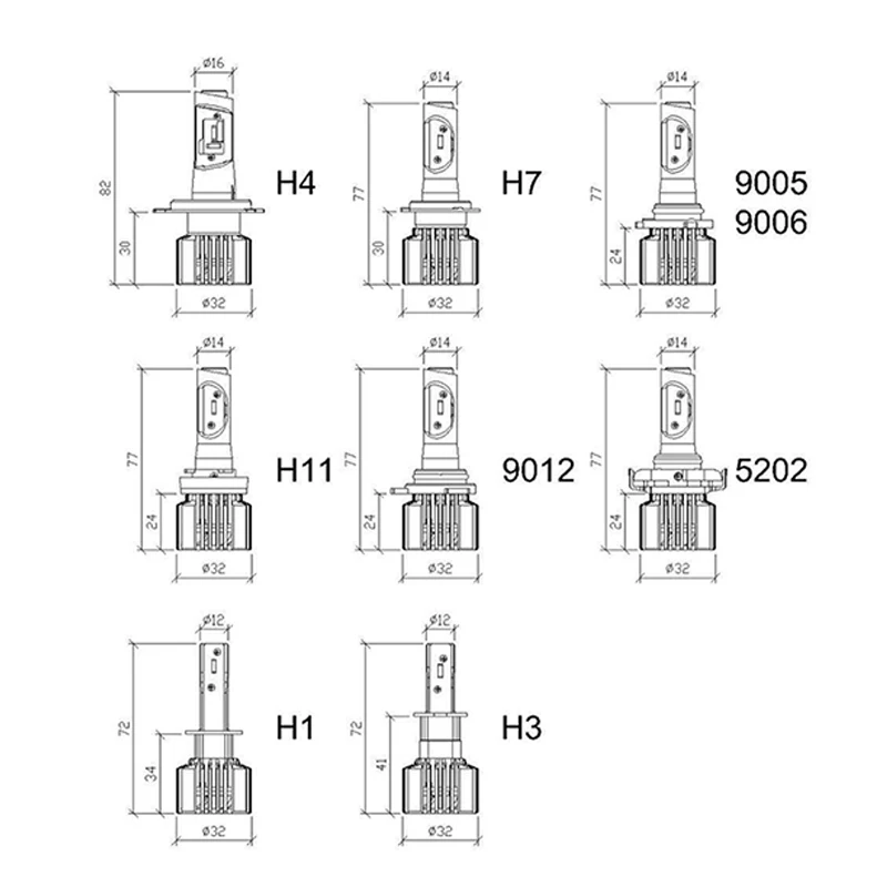 Светодиодный мини-Фары H4 H7 H11 H1 H3 9005 9006 ZES Hi-Lo Beam DC12V 24V 50W 8000Lm 6500K чистый белый