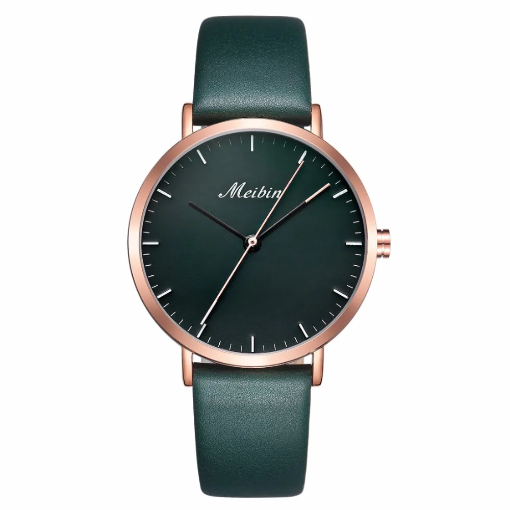 Зеленый Relojes Mujer Кварцевые Relogio feminino женские часы кожаные большие круглые zegarek