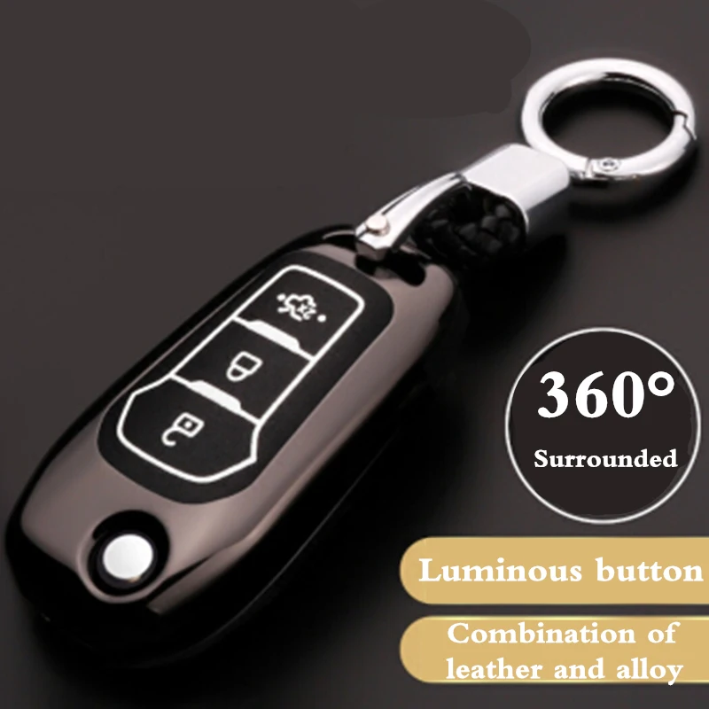 

Luminous alloy leather PU Key case cover For Ford Escort Mondeo Everest Ranger Fusion Edge Fiesta Ecosport Kuga Focus ST MK3 MK4