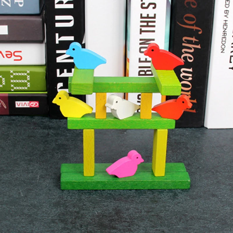 Деревянный игрушечные Кирпичи Птица бревне Jenga игрушки Логические блоки