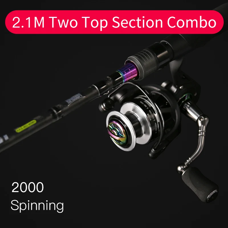 2.1m spinning rods Kingdom KING II спиннинговое удилище комбинированное baitcasing спиннинговые удочки набор катушка 2 шт. верхняя секция и 2 шт. силовые рыболовные снасти - Цвет: 2.1m spinning rods
