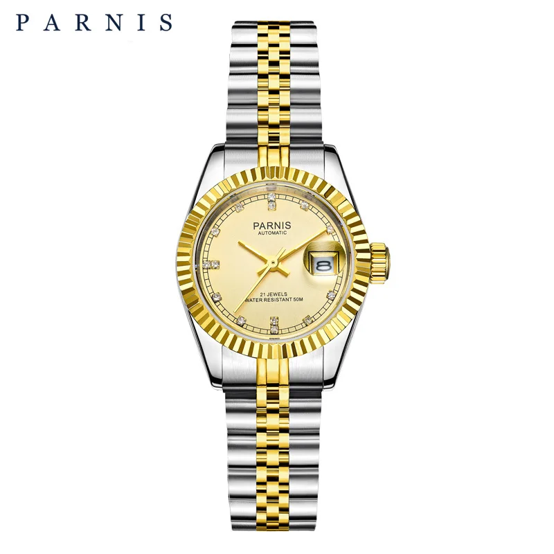 3 for women Parnis автоматические механические часы Роскошные брендовые золотые мужские и женские Элегантный в форме бриллианта нержавеющий браслет часы мужские часы PA2112 - Цвет: 3 for women