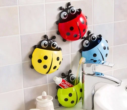 Милая Божья коровка зубная щетка es настенные всасывающие наборы для ванной с