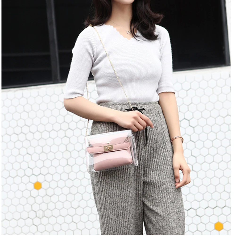 Прозрачная Сумка-конверт для женщин Маленькая прозрачная сумка через плечо из