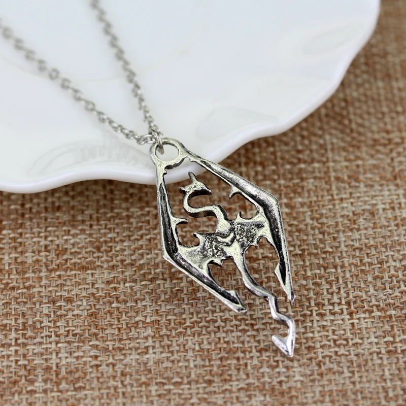 New 2017 Dragon Pendant Necklace Bijouterie Men Chain Jewelry The Elder Scrolls V Skyrim Choker Chain Accessories Collares images - 6
