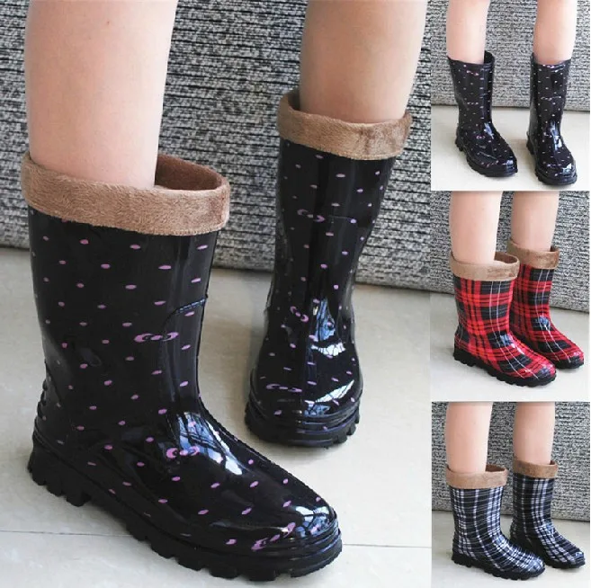 Women Fashion Rain Boots Moveable Warm 