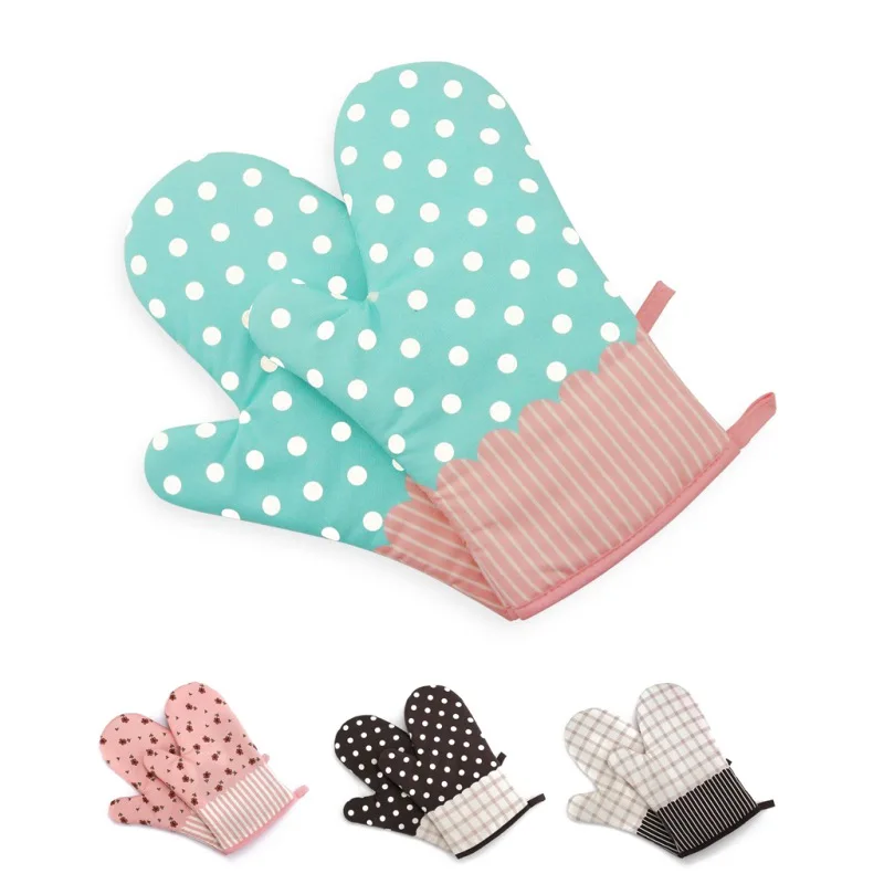 

11-Inch Heat Resistant Cotton Printed Oven Mitts Non-Slip Kitchen Baking BBQ Gloves Pot Holder 1 pcs