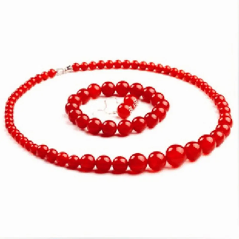 Hot Sale Simulated-Pearl Jewelry Set Red/black Necklace Bracelet Earrings Bridal Wedding Accessories Women Party Gift | Украшения и