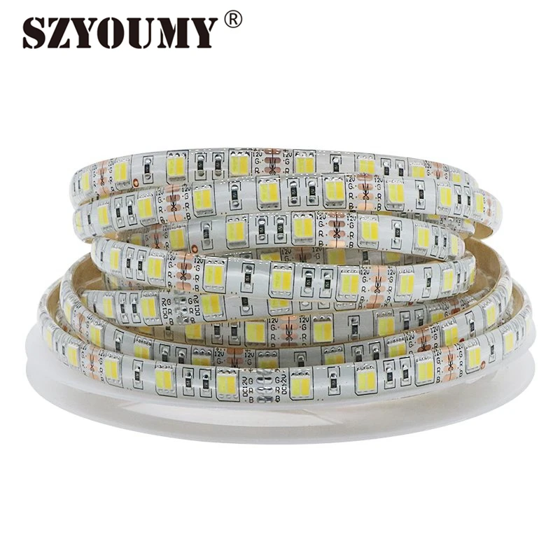 

SZYOUMY Двухцветная светодиодная лента 12 В постоянного тока 5050 гибкая лента теплый белый + белый 2 в 1 Светодиодная лампа с регулируемой яркость...