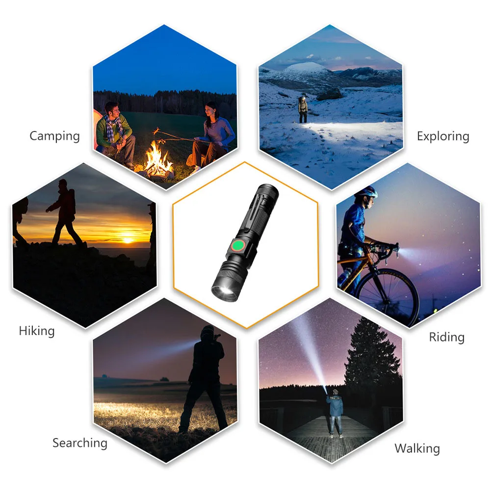 Новый 1 шт. фонарик водонепроницаемый Регулируемый usb зарядка для наружного