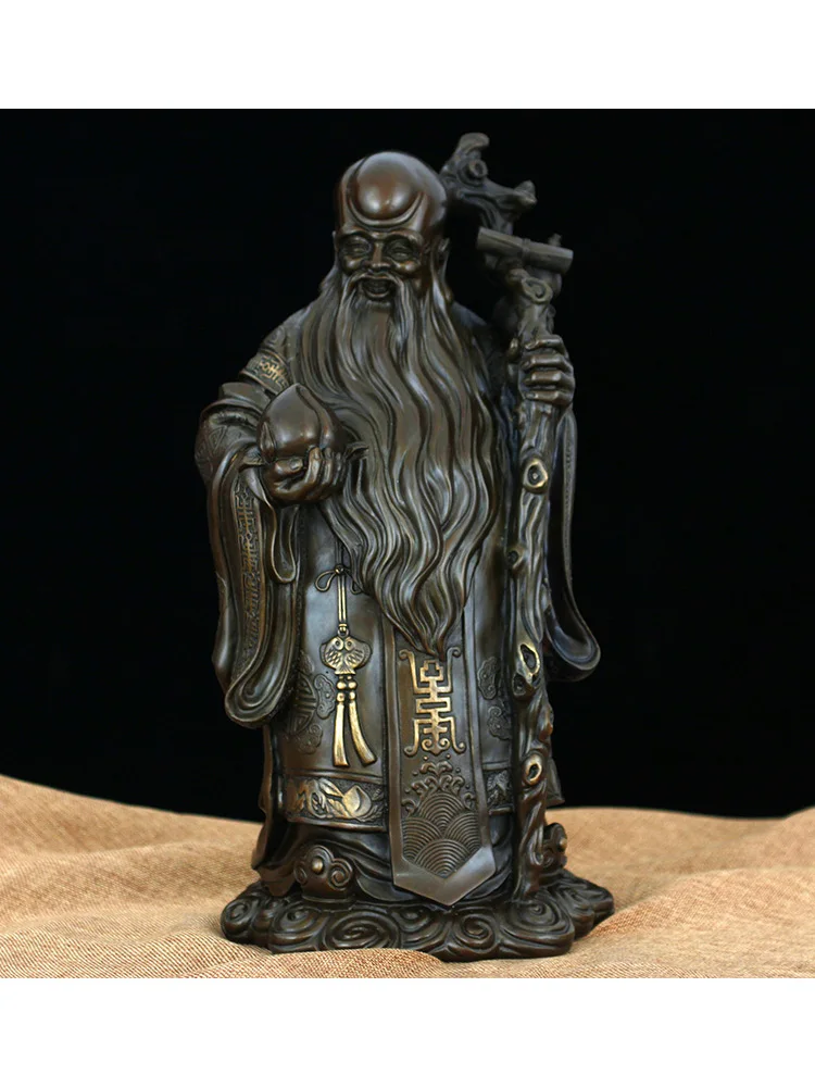 Chinese Feng shui Bronze Copper Lucky God of Longevity Buddha Peach Statue | Дом и сад