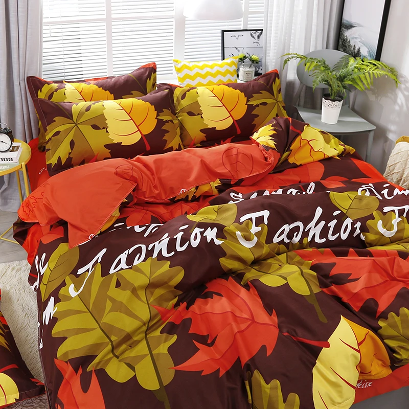 Комплект постельного белья с принтом кленовых листьев комплект из 4 предметов