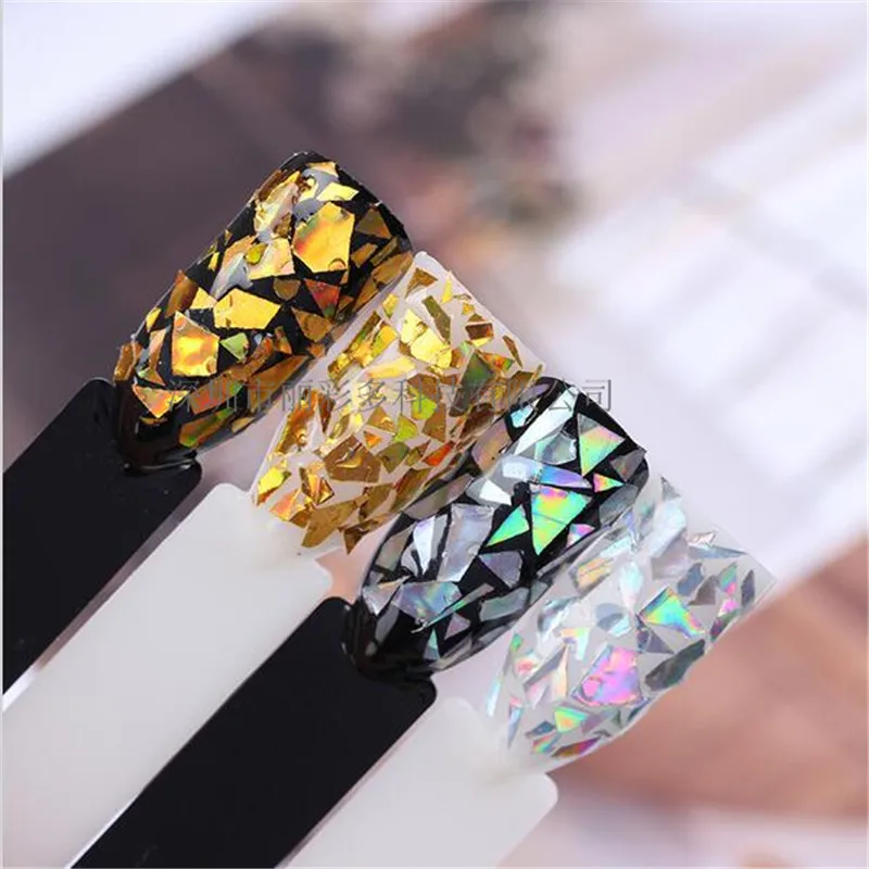

50G/bag Gold/Silver holographic glitter flakes, random cut irregular shape flakes, hologram unicorn dust, nail art, nail glitter
