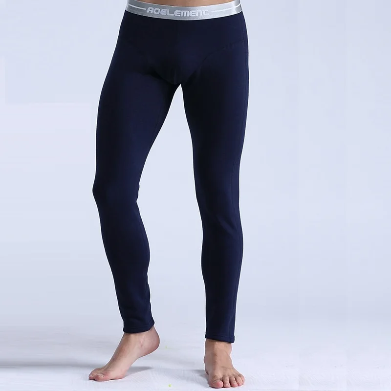 navy underpants Мужские теплые штаны для зимы, термобелье, кальсоны, плотные флисовые леггинсы - Цвет: navy underpants