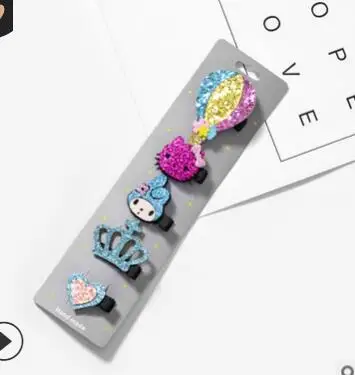 3 HM022 Korean Version Sweet Children's Hairpin Sequins Animal Unicorn Cat Bow Owl Cute Cartoon Princess Hair Clip Jewelry - Окраска металла: 3