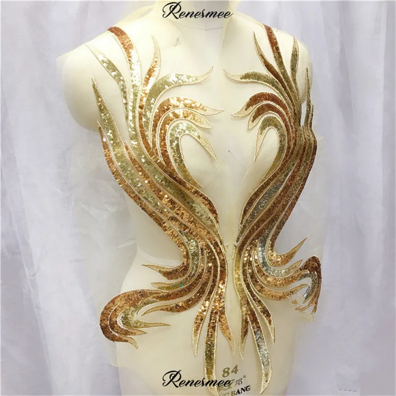 1 пара большие блестки золотой сапфир Кружевная аппликация сделай сам ткань для