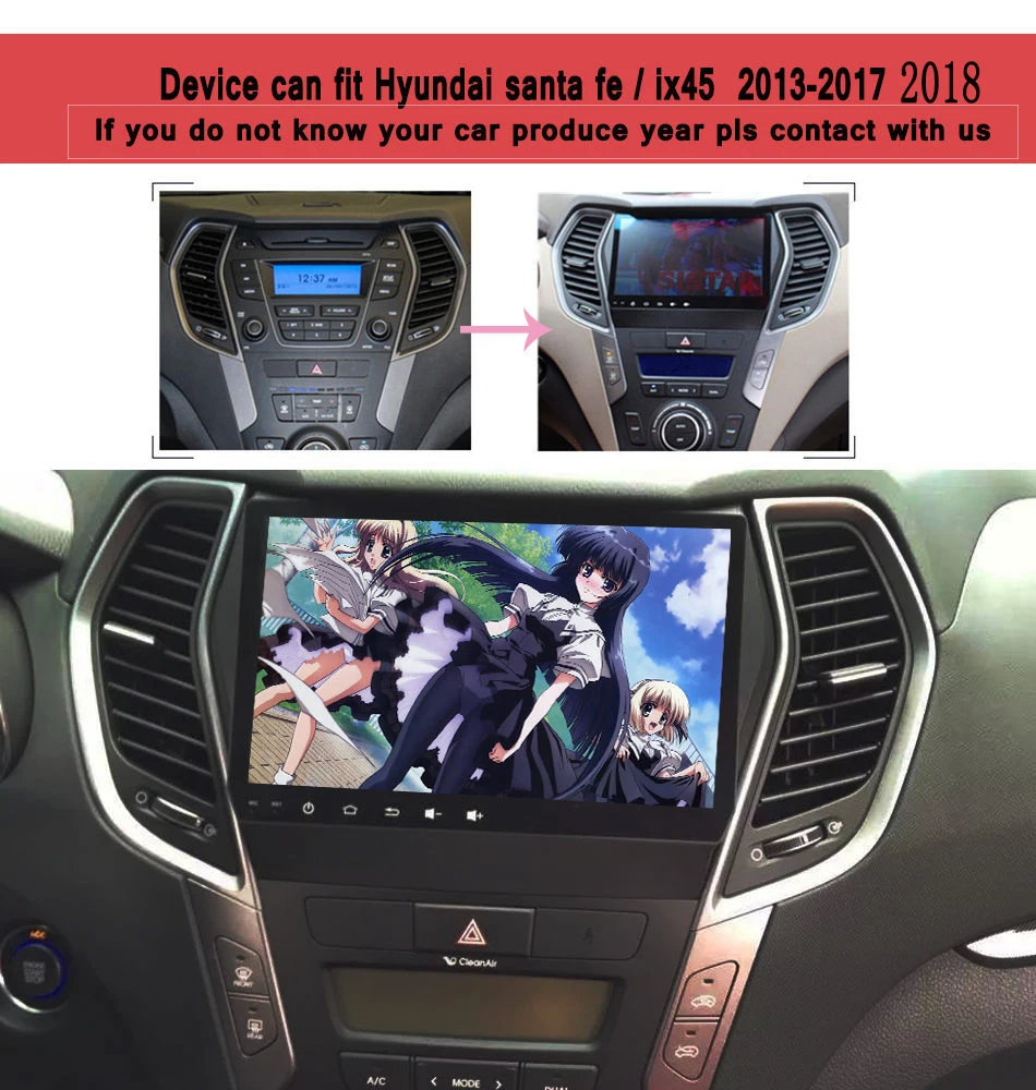 " 1024*600 Android 9,0 Оперативная память 4 Гб автомобильный dvd для hyundai IX45 Santa fe 2013 автомобиль радио стерео навигации