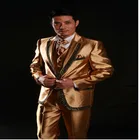 2020 новый стиль, индивидуальный заказ, украшения жениха, смокинги, золотые Женихи, мужские свадебные костюмы, Лучший мужской костюм (пиджак + брюки + жилет + галстук)