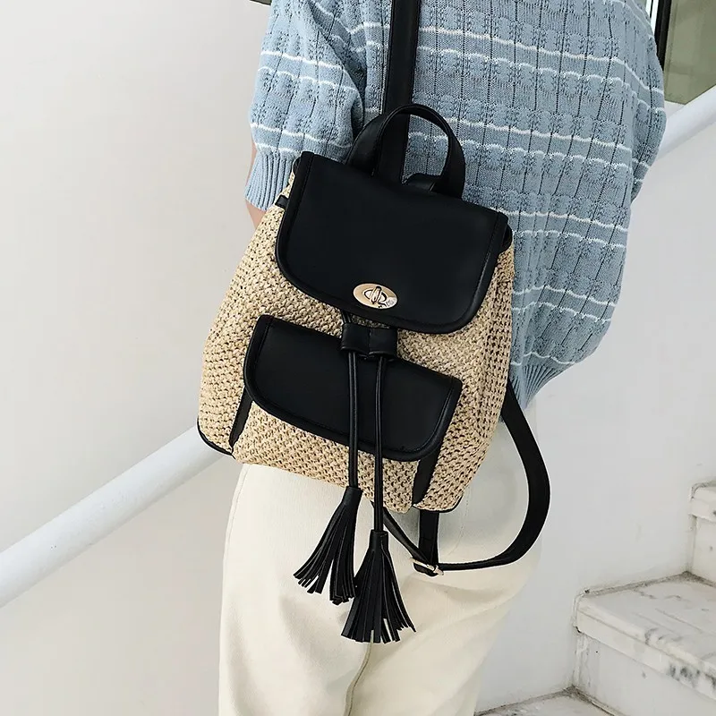 Женский рюкзак с соломинкой для девочек, Sac A Dos, Летний Пляжный Рюкзак, женский рюкзак Mochilas, рюкзаки для девочек, повседневный рюкзак для женщин