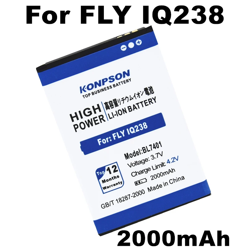 2000mAh BL7401 использовать для FLY IQ238 Мобильный телефон батарея Global бесплатно + онлайн