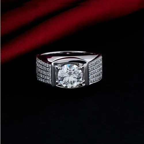 Золотые мужские ювелирные изделия 5CT Moissanite Тест Положительный 585 Белое золото обручальное кольцо для Мужские украшения синтетические бриллианты Кольцо мужское